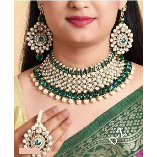 JEWELLERY SET FOR WOMEN- 1 Choker Set, 1 Mang Tika and 1 Pair of Ear Rings