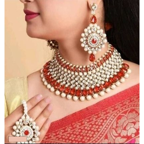 Stylish Fancy Necklace Combo - 1 Necklace  Set, 1 Mang Tika and 1 Pair of Ear Rings